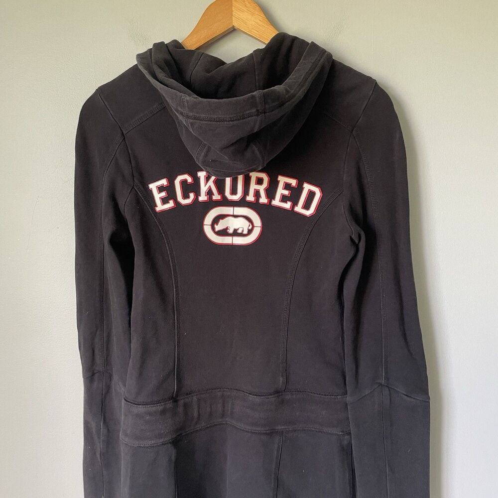 Ecko Red Vtg Deadstock y2k 2000s Hoodie Dress One Piece Black Women's Size Small - Picture 6 of 14